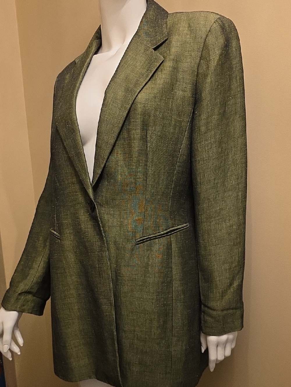Womens Suit--Olive-Tone Tailored Blazer And Skirt